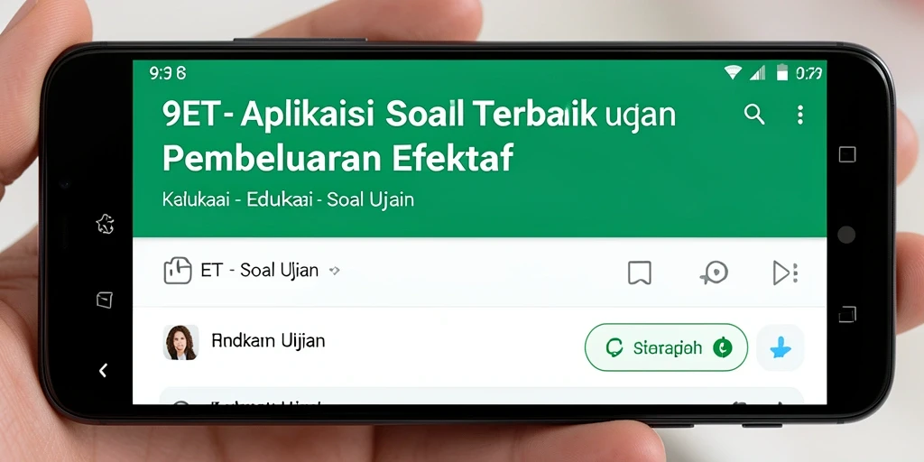 Screenshot antarmuka aplikasi 9ET dengan berbagai soal ujian.