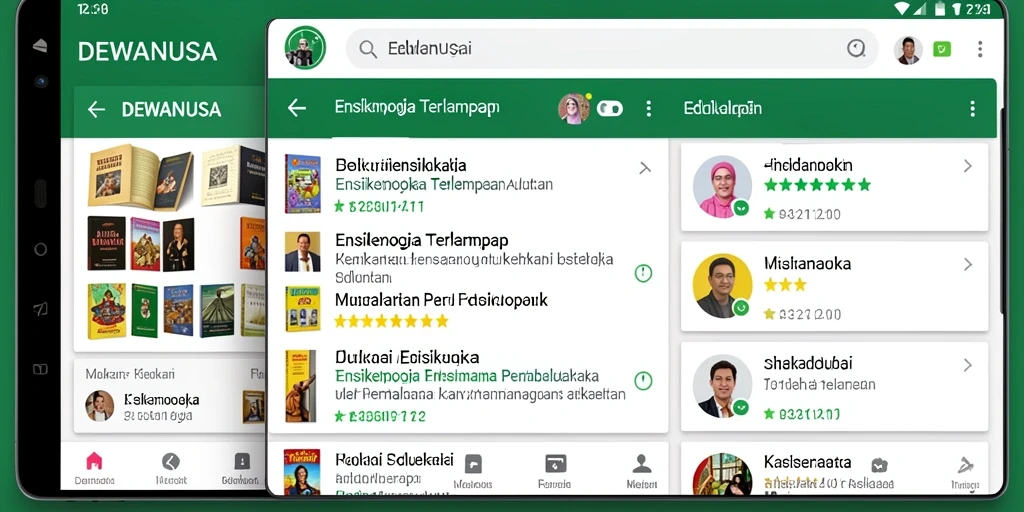 Antarmuka aplikasi DEWANUSA menampilkan konten Ensiklopedia yang informatif.
