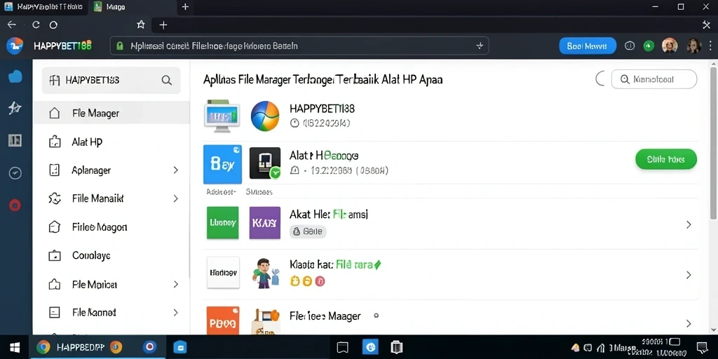 Tampilan antarmuka aplikasi File Manager HAPPYBET188 yang intuitif.
