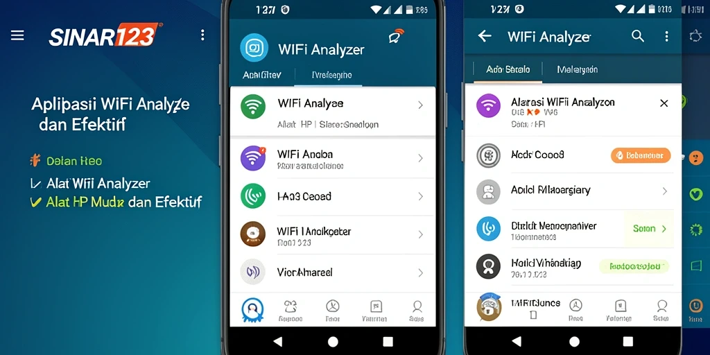 Tampilan antarmuka SINAR123 sebagai WiFi Analyzer yang informatif.