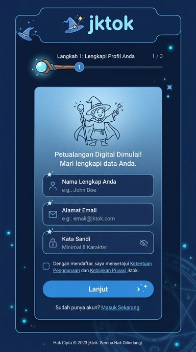Tampilan halaman daftar jktok
